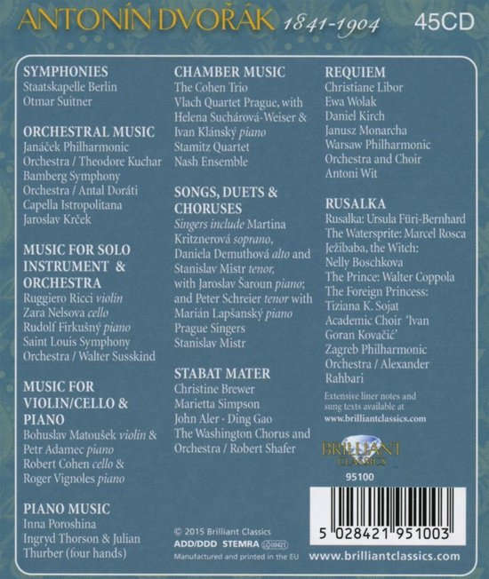 Dvorak Edition ４５CD Dvorák Edition – Loja Clássicos